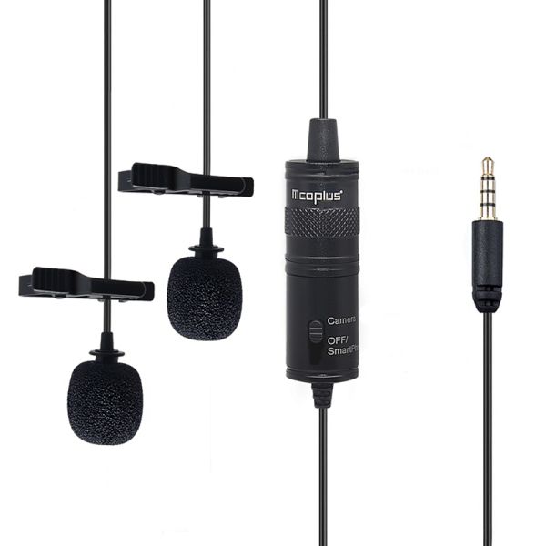 Петличный микрофон с двумя головками Mcoplus LVD2M TRS/TRRS (кабель 6 метров)