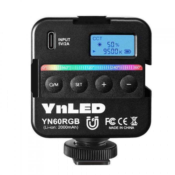 Компактний LED освітлювач Yongnuo YN60RGB 2500-9500K з вбудованим акумулятором