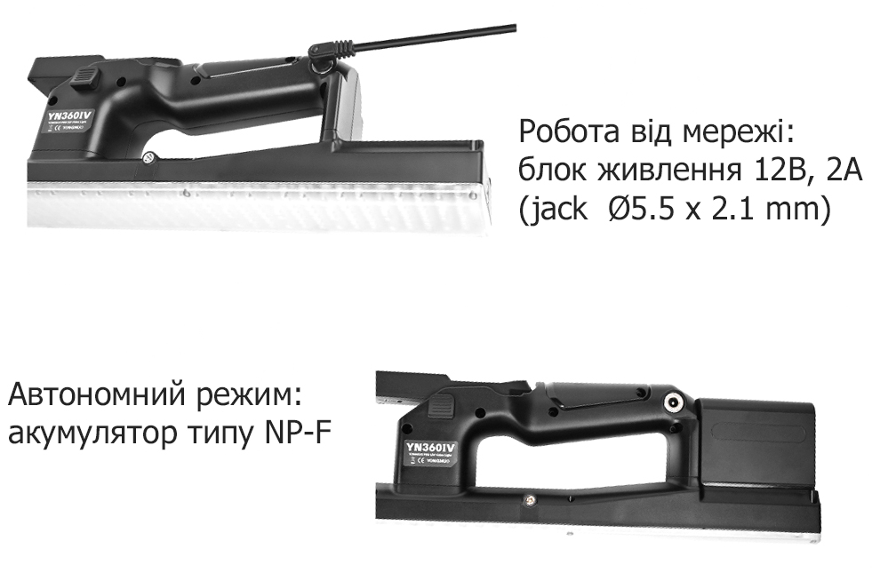 Живлення освітлювача Yongnuo YN360IV